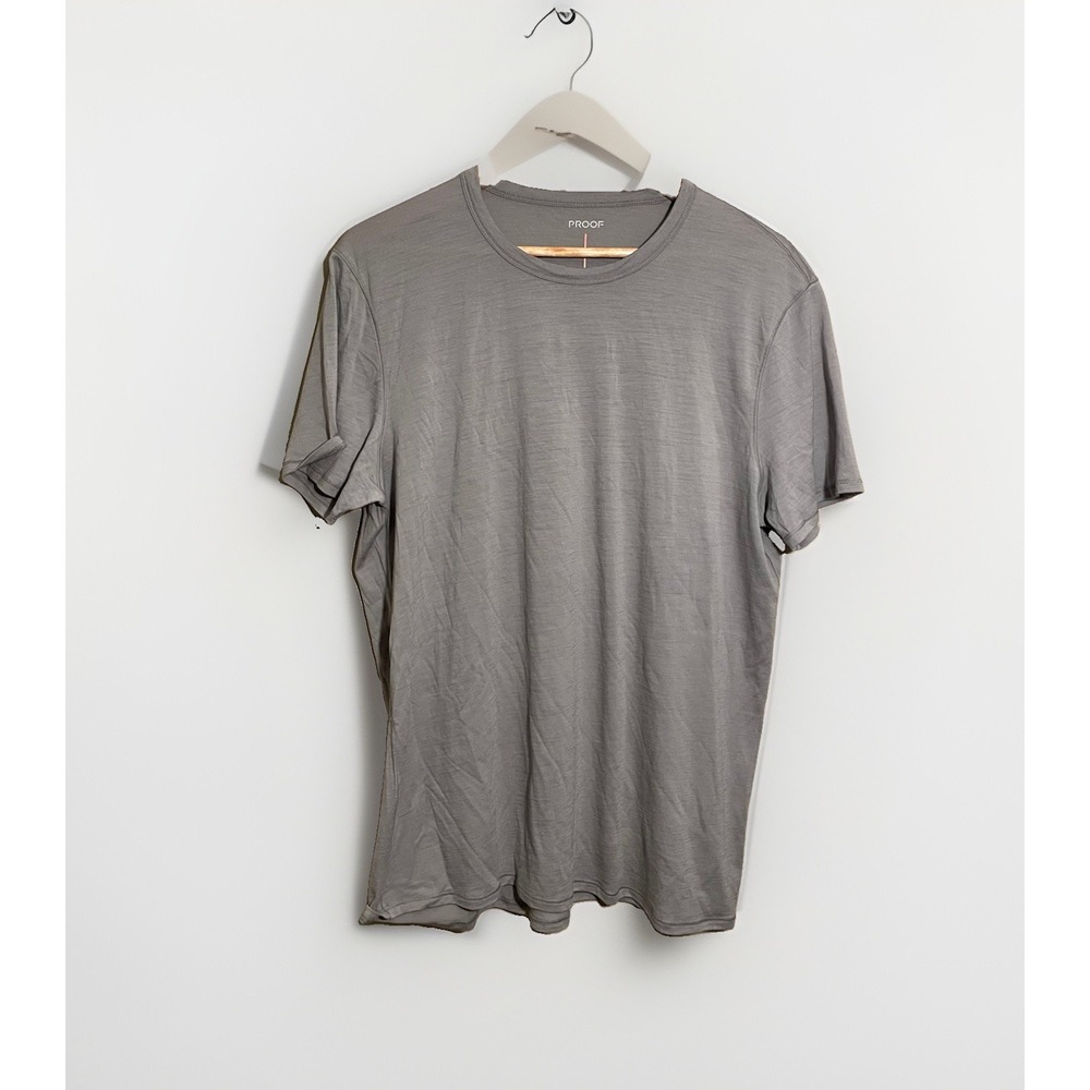 Proof Shirt Mens Large Classic Merino Wool Blend Crewneck Performance Tee Gray